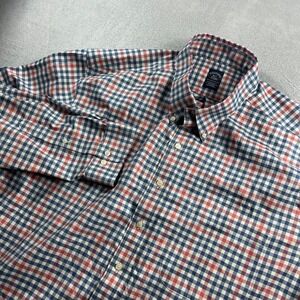 Brooks Brothers 4XLT Mens Non-Iron Stretch Supima Cotton Gingham Shirt Red Blue